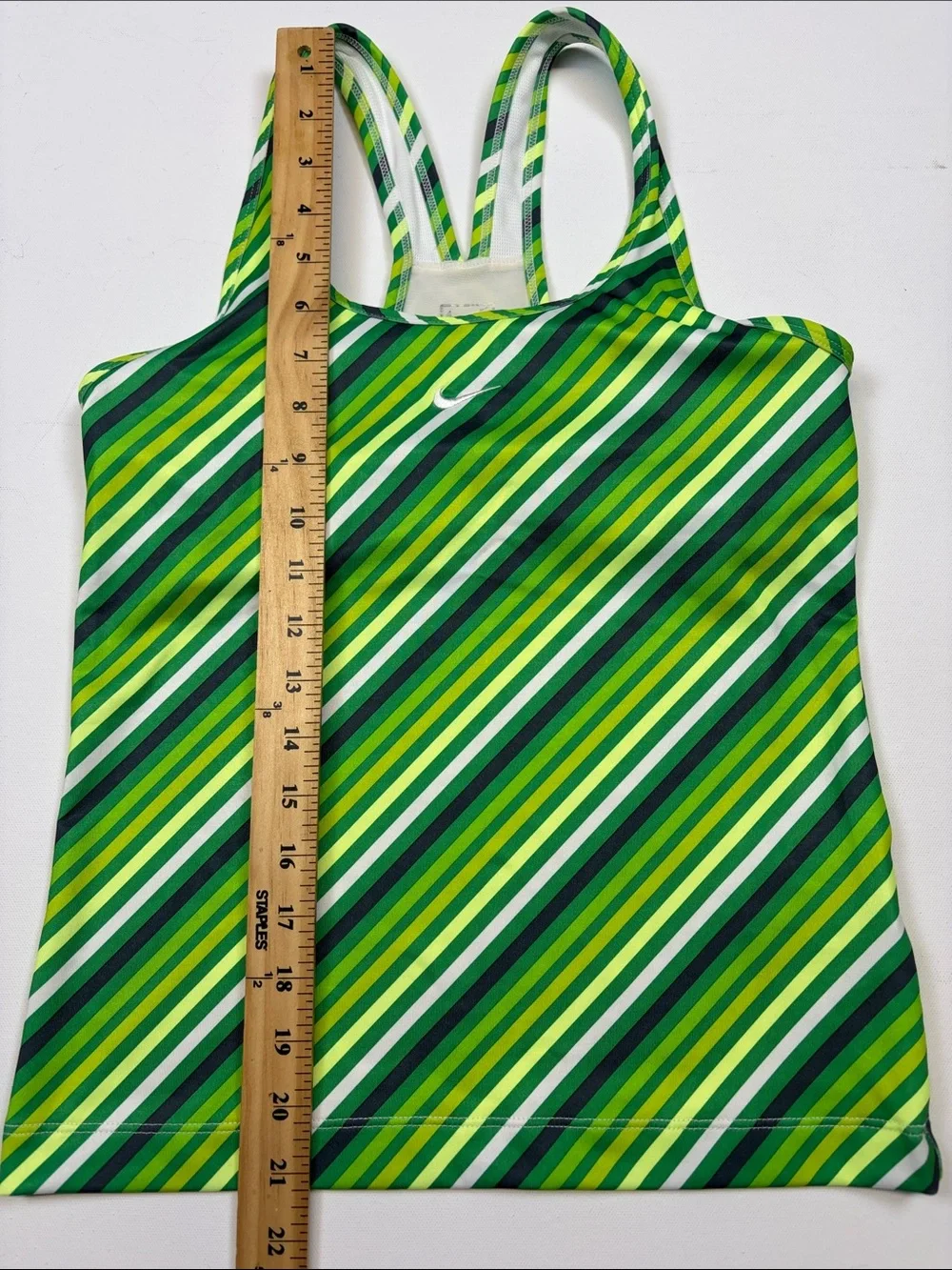Nike Green Multi-Striped Racerback Tank Size Small